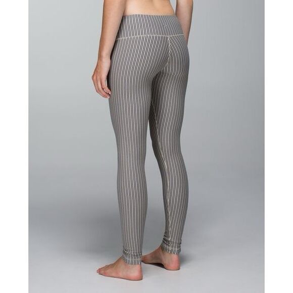 Lululemon Wunder Under Pant Cotton Wee Stripe Black Heathered Inkwell Sz 6 / Sma - Picture 1 of 3